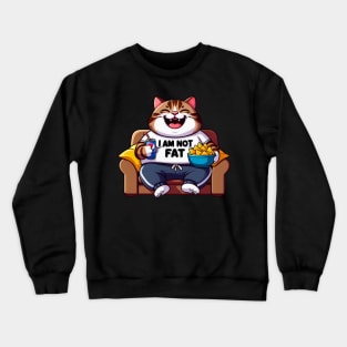 I Am Not Fat meme Tabby Cat Couch Potato Nachos Soft Drink Crewneck Sweatshirt